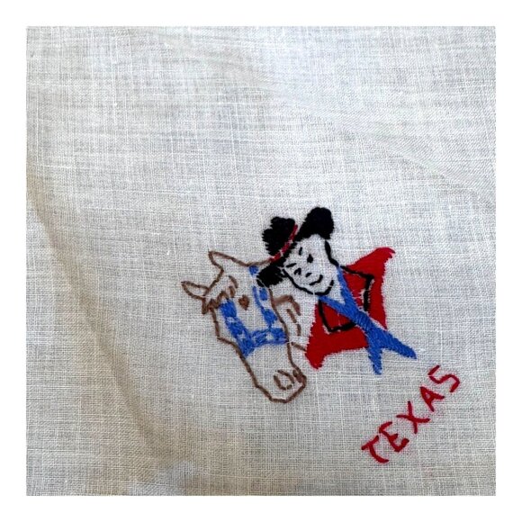 Lot 3 Vintage Texas Embroidered Handkerchief State Souvenir Longhorn Rodeo READ - Picture 6 of 14